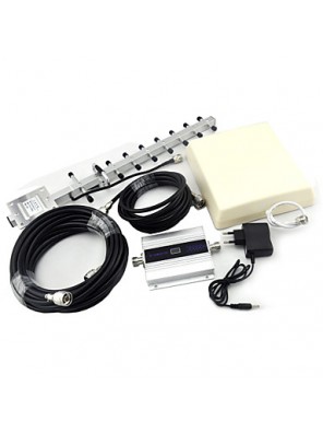 Mini W-CDMA Signal Booster 3G 2100mhz Mobile Phone Signal Repeater with Panel Antenna / Yagi Antenna / LCD Display 