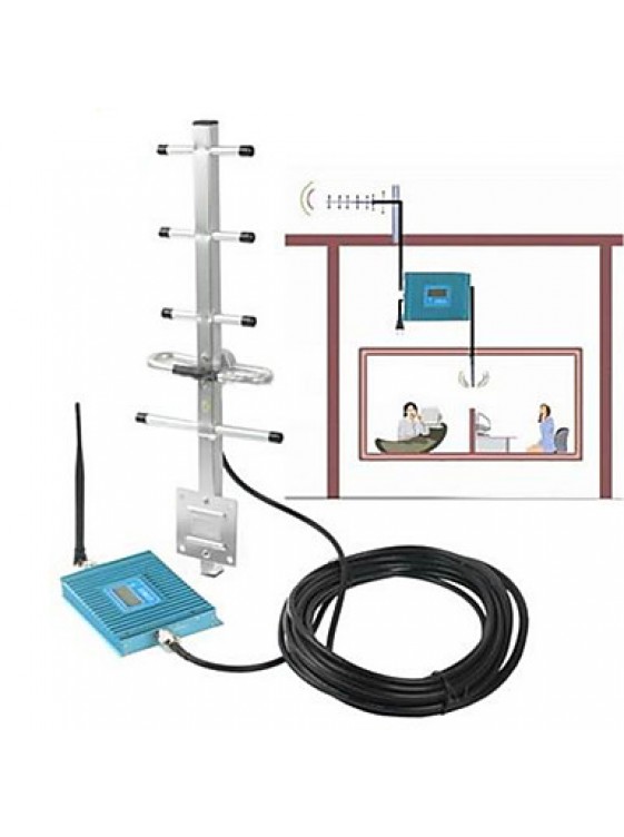 LCD Display GSM980 GSM 900MHz Mobile Phone Signal Booster , GSM Signal Booster + Yagi Antenna with 10M Cable