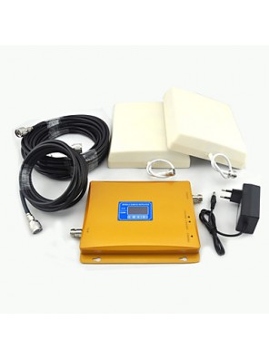 LCD Display 3G W-CDMA 2100mhz UMTS 2G GSM 900mhz Signal Booster Cell Phone Signal Repeater with Panel Antenna 