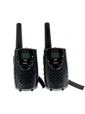 Durable Walkie Talkie With Earphone Jack UHF 462Mhz FRS/GMRS T667 Twin Walkie Talkie for ChildrenUp to 6Km(1 Pair Black) 