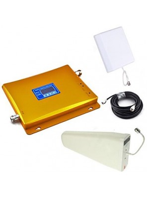 LCD Display GSM & DCS Mobile Phone Dual Band Signal Booster + Log Periodic Antenna + Planar Antenna with Cable 