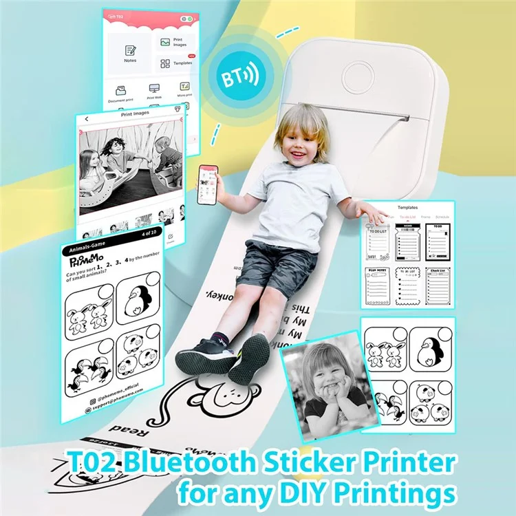 Mini Thermal Printer Bluetooth Home Label Printing Device - White