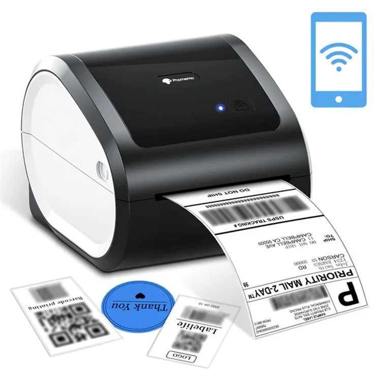 D520-BT Inkless Thermal Printer Mailing Label Bluetooth Printer, US Plug - Black+White