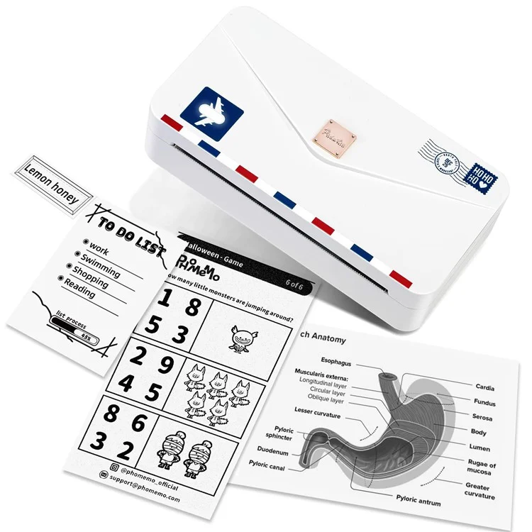 Mini Bluetooth Thermal Printer Wireless Inkless Photo Label Notes Printer - White 