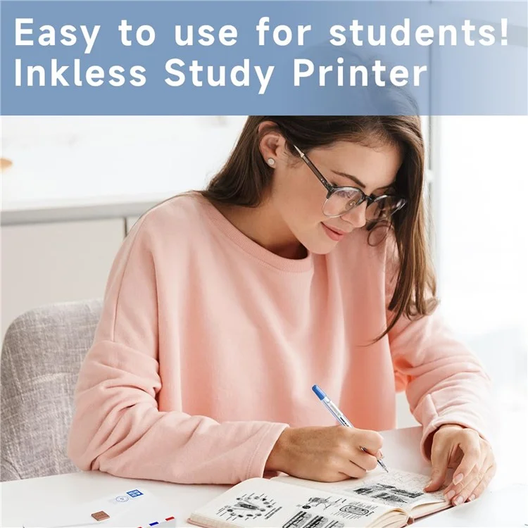 Mini Bluetooth Thermal Printer Wireless Inkless Photo Label Notes Printer - White
