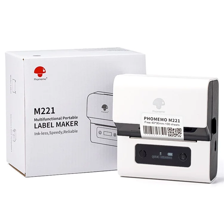 Thermal Wireless Label Printer Mini Barcode Printer Bluetooth Label Maker - White