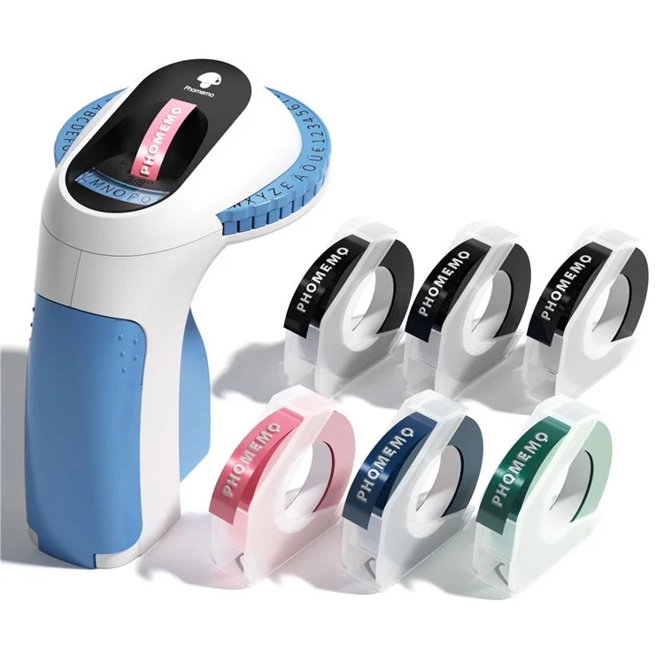 Embossing Label Maker Handheld Embossed Label Machine with 6 Rolls Of Tapes - Blue