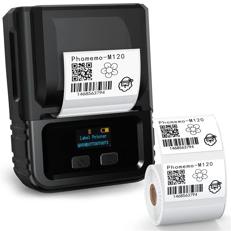 Bluetooth Inkless Thermal Printer Wireless Barcode Label Price Tag Printer - Black 