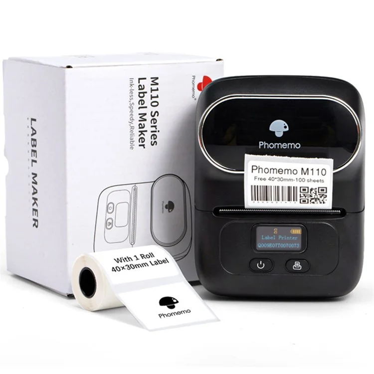 Mini Bluetooth Inkless Thermal Printer Wireless Clothes Barcode Label Price Tag Printer - Black