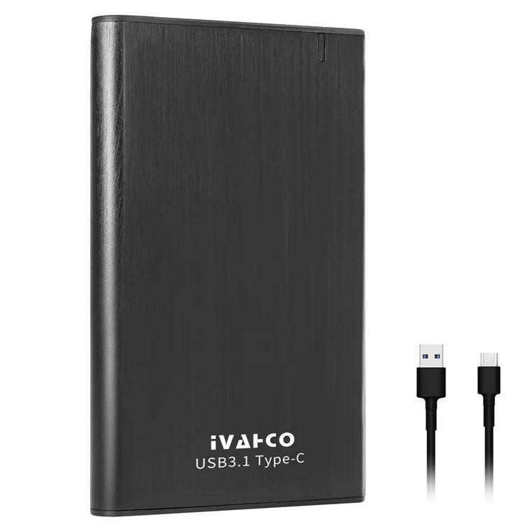 320GB Type-C USB3.1 Solid State Drive Enclosure Brushed Metal 2.5" HDD External Case - Black 