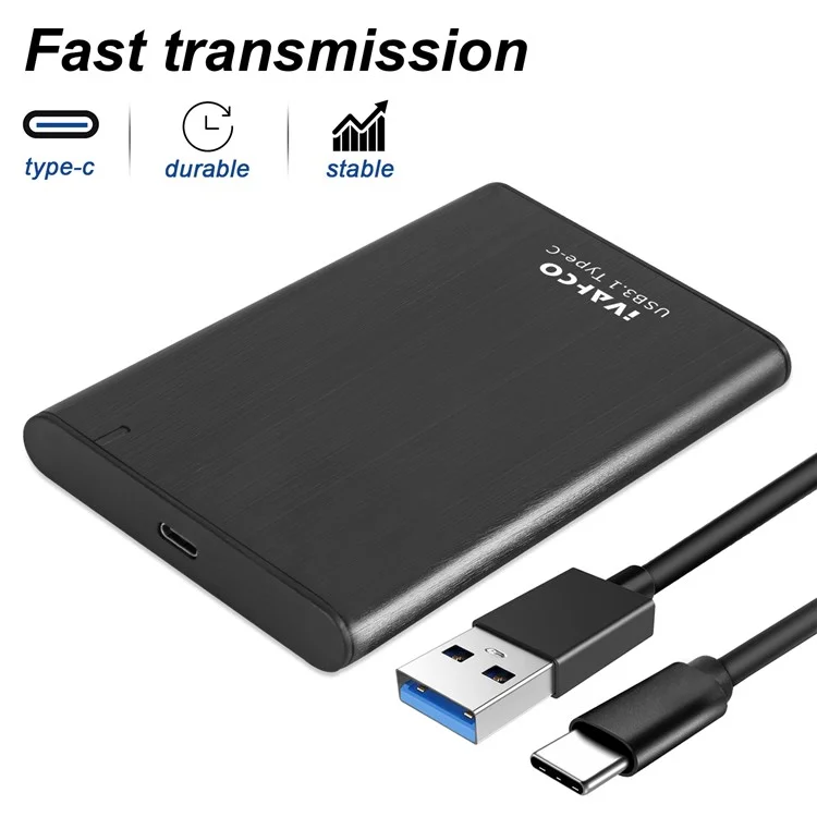 320GB Type-C USB3.1 Solid State Drive Enclosure Brushed Metal 2.5" HDD External Case - Black