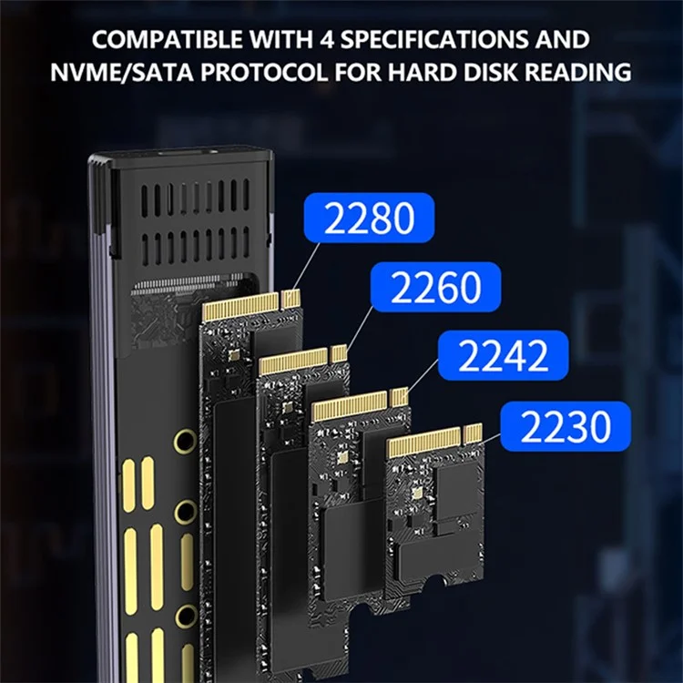 S186 USB3.1 10Gbps SATA SSD Case Aluminum Alloy NVME M.2 Computer External Hard Drive Enclosure