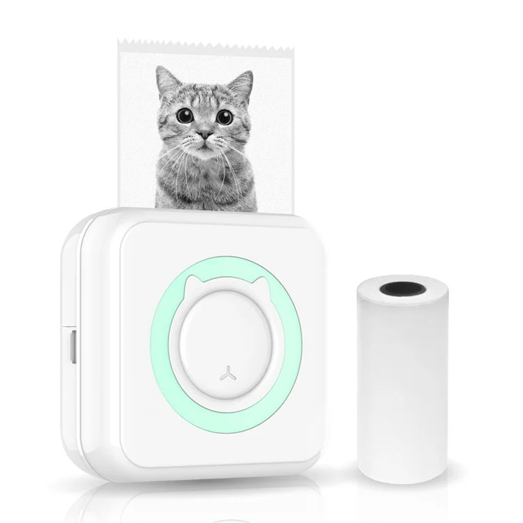 Mini Photo Printer Portable Thermal Printing Machine 203DPI Wireless Bluetooth Connection for Android 8-Pin - Green